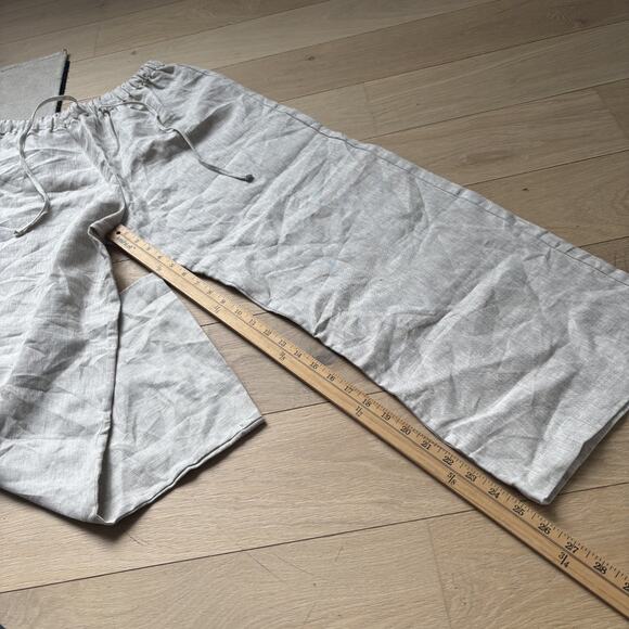 NWT Reformation Olina Linen Pant Drawstring Wide Leg Size L Petite Oatmeal - Picture 8 of 12